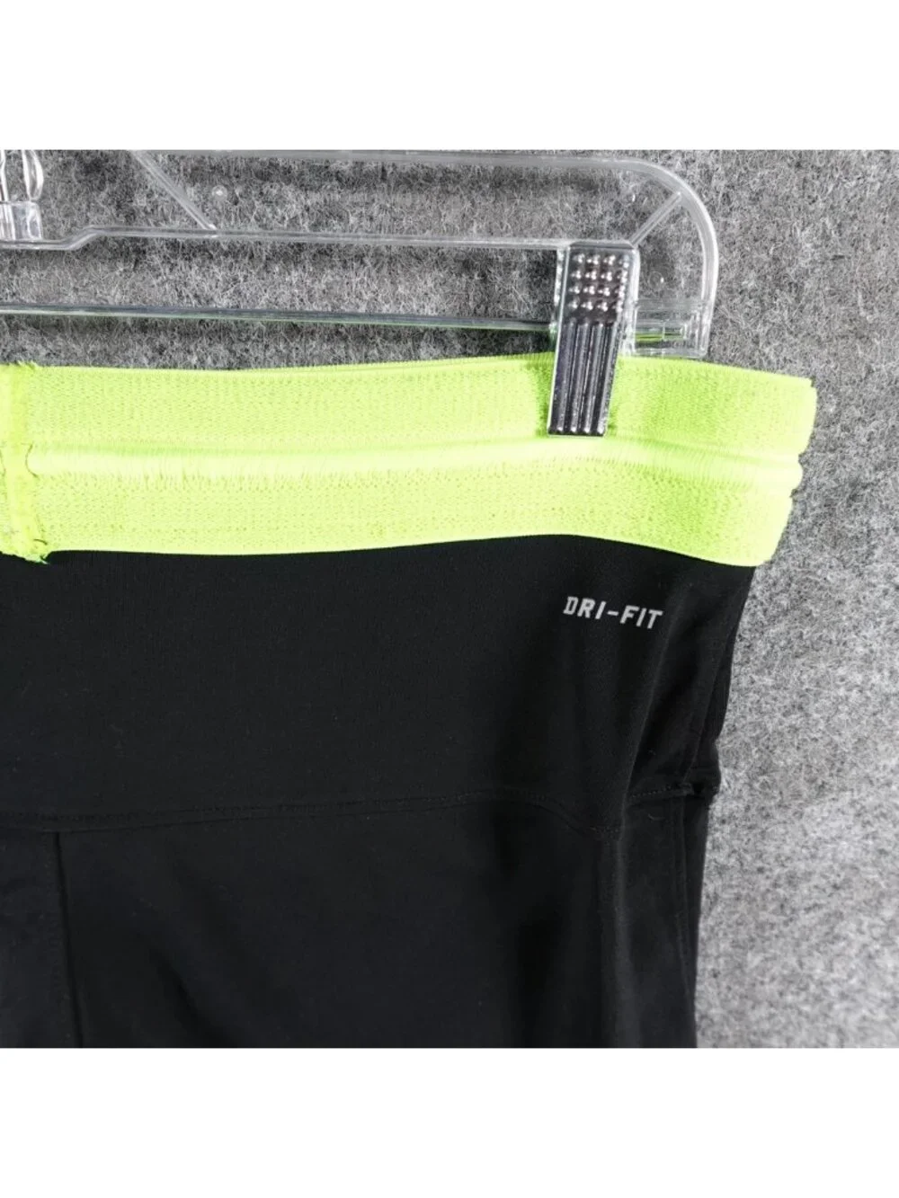 Nike Dri-Fit Athletic Running Shorts‎ Womens S Black Neon Waistband Gym Training